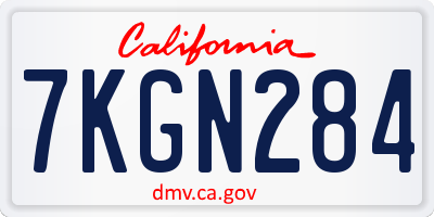 CA license plate 7KGN284