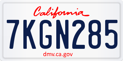 CA license plate 7KGN285