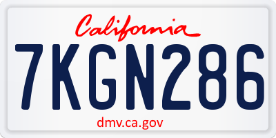CA license plate 7KGN286
