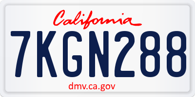CA license plate 7KGN288
