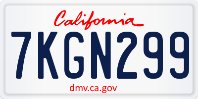 CA license plate 7KGN299