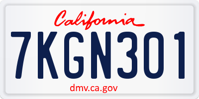 CA license plate 7KGN301