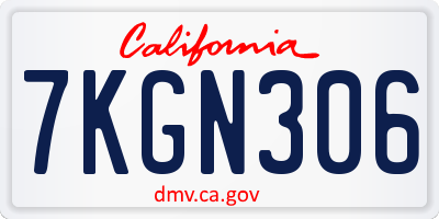 CA license plate 7KGN306