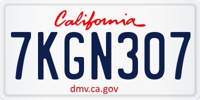 CA license plate 7KGN307