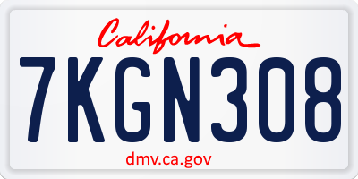 CA license plate 7KGN308