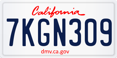 CA license plate 7KGN309