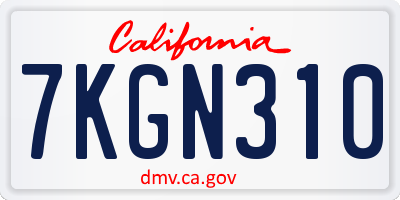 CA license plate 7KGN310