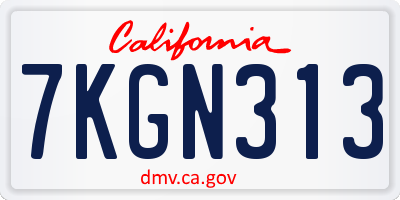 CA license plate 7KGN313