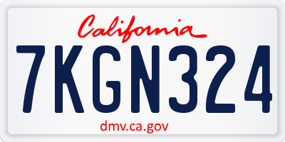 CA license plate 7KGN324