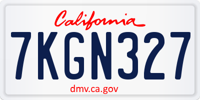 CA license plate 7KGN327