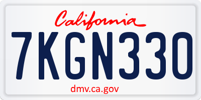 CA license plate 7KGN330