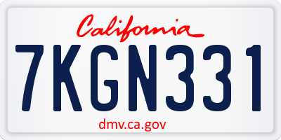 CA license plate 7KGN331