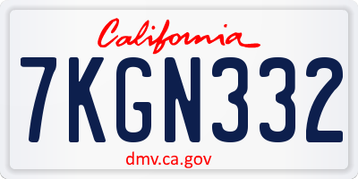 CA license plate 7KGN332