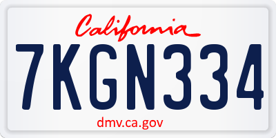 CA license plate 7KGN334