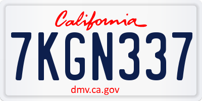 CA license plate 7KGN337
