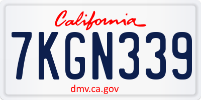 CA license plate 7KGN339
