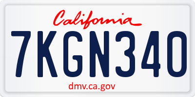 CA license plate 7KGN340