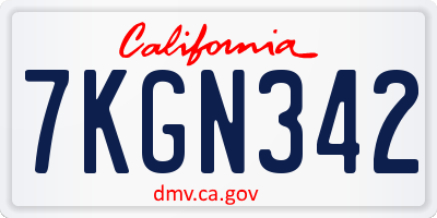CA license plate 7KGN342