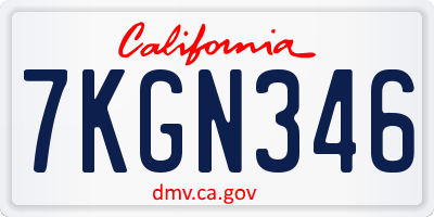 CA license plate 7KGN346