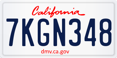CA license plate 7KGN348