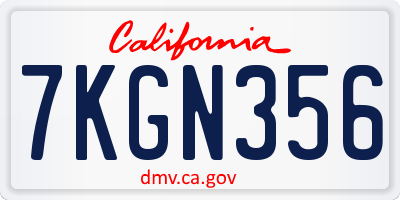 CA license plate 7KGN356