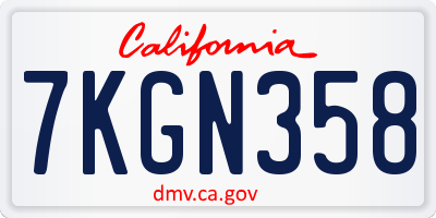 CA license plate 7KGN358