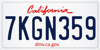 CA license plate 7KGN359