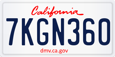 CA license plate 7KGN360