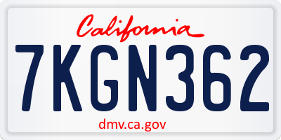 CA license plate 7KGN362
