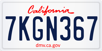 CA license plate 7KGN367