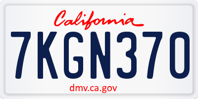 CA license plate 7KGN370