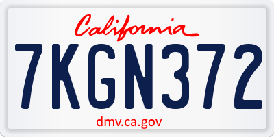 CA license plate 7KGN372