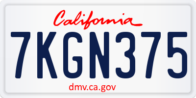CA license plate 7KGN375