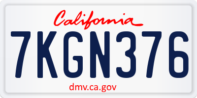 CA license plate 7KGN376