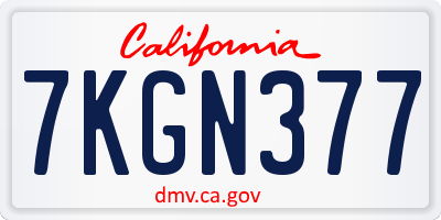 CA license plate 7KGN377