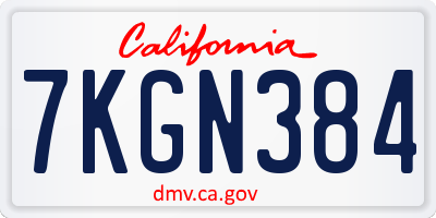 CA license plate 7KGN384