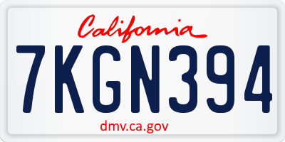 CA license plate 7KGN394