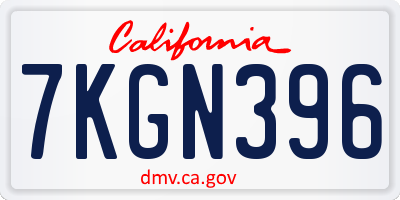 CA license plate 7KGN396