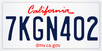 CA license plate 7KGN402