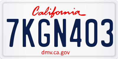 CA license plate 7KGN403