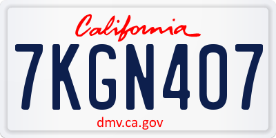 CA license plate 7KGN407