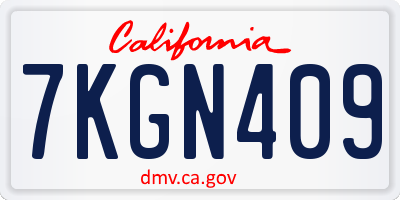 CA license plate 7KGN409