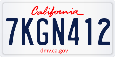 CA license plate 7KGN412