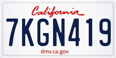 CA license plate 7KGN419