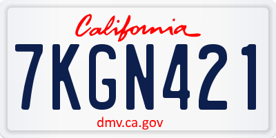 CA license plate 7KGN421