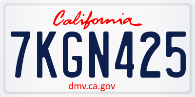 CA license plate 7KGN425