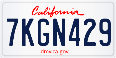 CA license plate 7KGN429