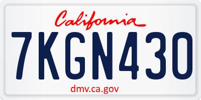 CA license plate 7KGN430