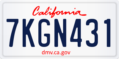 CA license plate 7KGN431