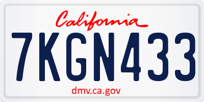 CA license plate 7KGN433